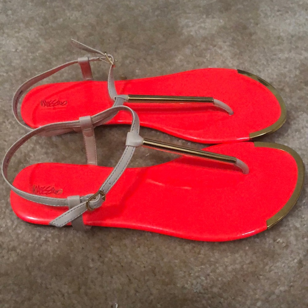 Mossimo Falk Sandals Size 9.5 Color Orange Tan Go… - image 3